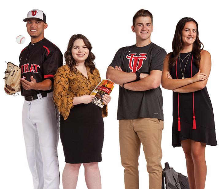 Students standing together in a photoshoot